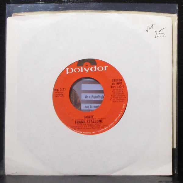 Frank Stallone - Darlin' / Album Medley 7" VG+ Vinyl 45 Polydor 821 382-7 USA - Shuga Records
