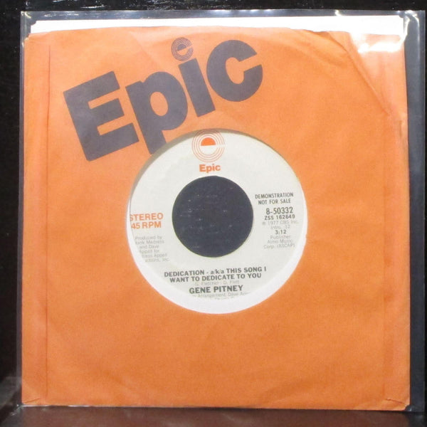 Gene Pitney - Dedication 7" Mint- Promo Vinyl 45 Epic 8-50332 USA 1977 - Shuga Records