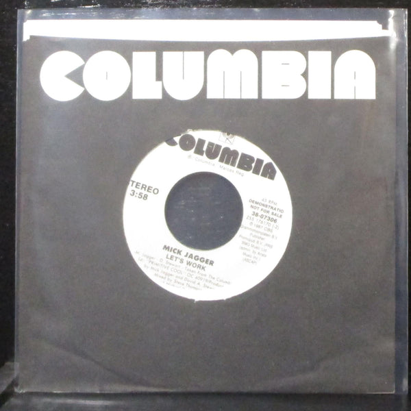 Mick Jagger - Let's Work 7" Mint- Promo Vinyl 45 Columbia 38-07306 USA 1987 - Shuga Records
