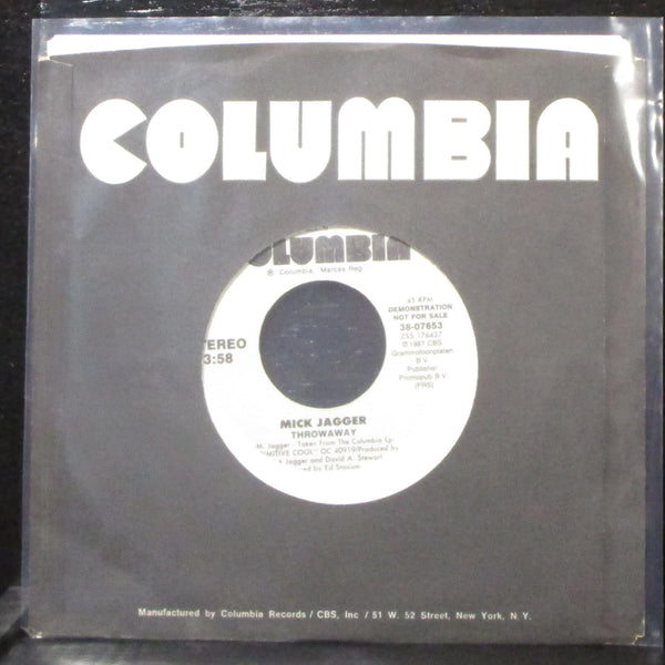 Mick Jagger - Throwaway 7" Mint- Promo Vinyl 45 Columbia 38-07653 USA 1987 - Shuga Records