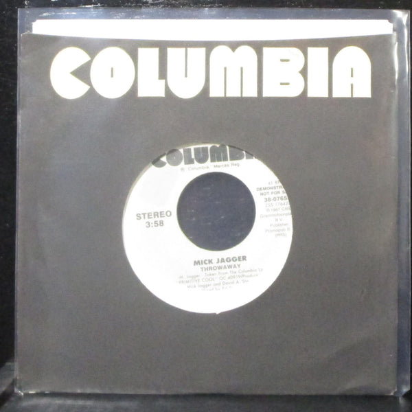Mick Jagger - Throwaway 7" Mint- Promo Vinyl 45 Columbia 38-07653 USA 1987 - Shuga Records