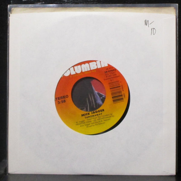 Mick Jagger - Throwaway / Peace For The Wicked 7" Mint- Vinyl 45 Columbia 1987 - Shuga Records