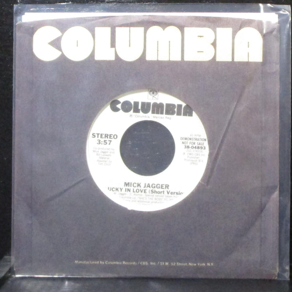 Mick Jagger - Lucky In Love 7" Mint- Promo Vinyl 45 Columbia 38-04893 USA 1985 - Shuga Records