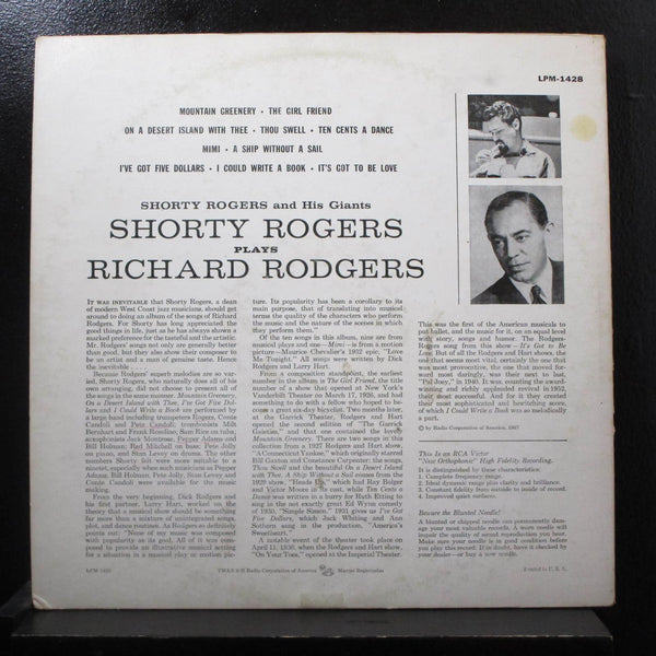 Shorty Rogers And His Giants - Plays Richard Rogers LP VG+ LPM-1428 Mono Record - Shuga Records