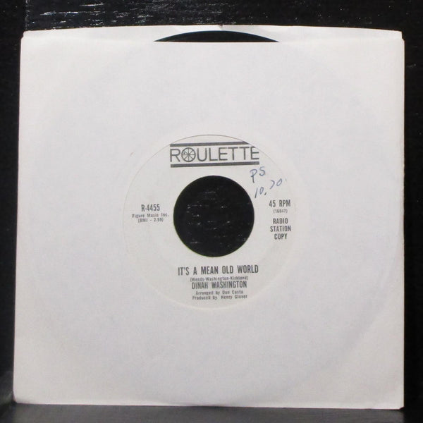 Dinah Washington - You're A Sweetheart / It's A Mean Old World 7" VG+ Promo 45 - Shuga Records