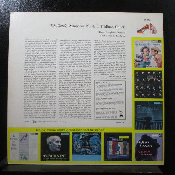 Tchaikovsky - Charles Munch - Symphony No. 4 LP VG LM 1953 Mono Vinyl Shaded Dog - Shuga Records
