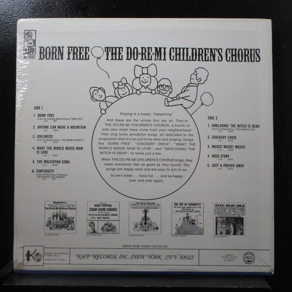 Do-Re-Mi Children's Chorus - Born Free LP New Sealed KL-1532 Milton Glaser Art - Shuga Records