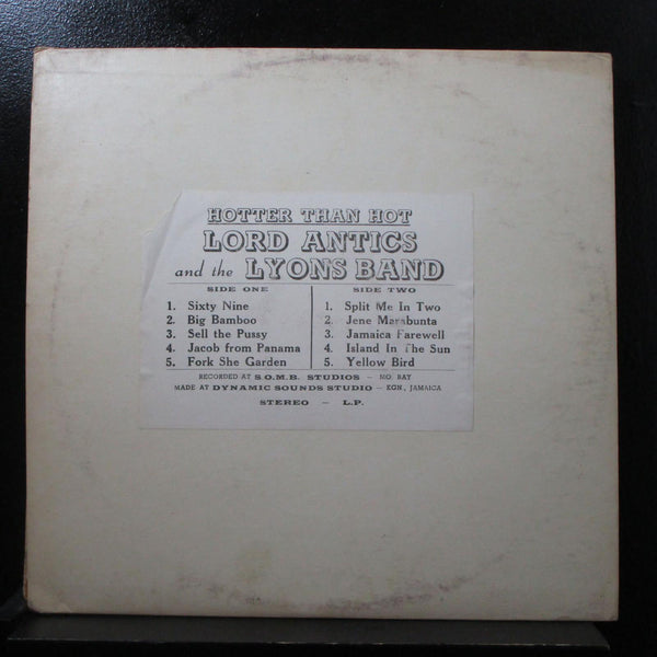 Lord Antics And The Lyons Band - Hotter Than Hot LP Mint- Jamaica Vinyl Record - Shuga Records