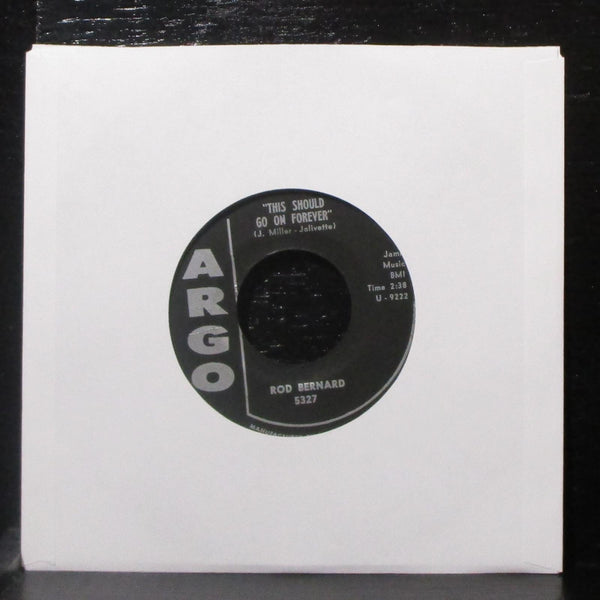 Rod Bernard - This Should Go On Forever / Pardon, Mr. Gordon 7" VG+ 45 lbl var - Shuga Records