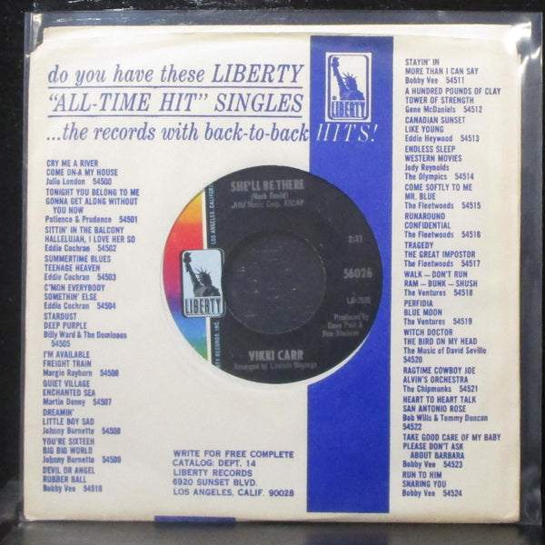Vikki Carr - She'll Be There / Your Heart Is Free Just Like The Wind 7" Mint- 45 - Shuga Records