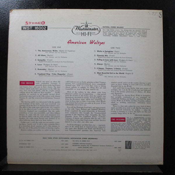 Various - American Waltzes LP VG+ WST 16002 Westminster 1st Vinyl Record - Shuga Records