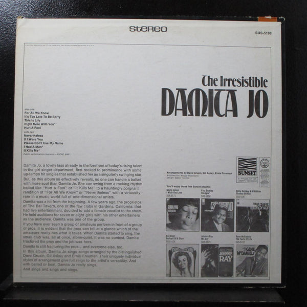 Damita Jo - The Irresistible LP Mint- SUS-5198 USA 1968 Vinyl Record - Shuga Records