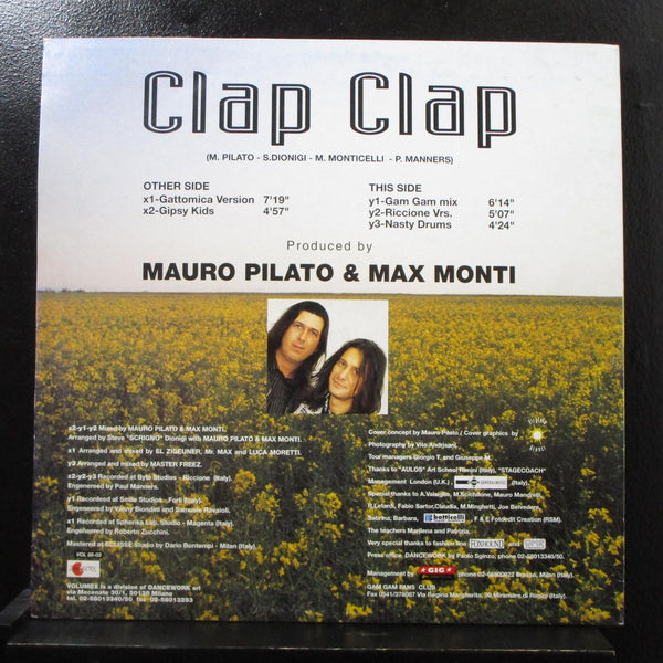 Mauro Pilato & Max Monti, Gam Gam - Clap Clap 12" VG+ VOL 95-03 Italy Record - Shuga Records