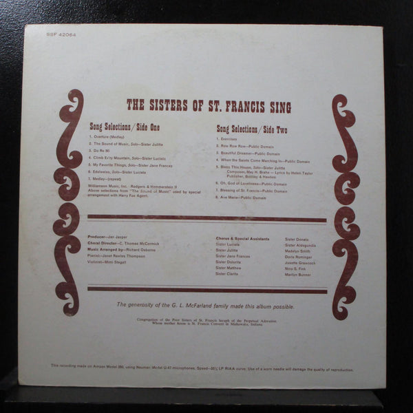 The Sisters Of St. Francis - Sing The Sound Of Music LP VG+ JE 468 Mono Private - Shuga Records