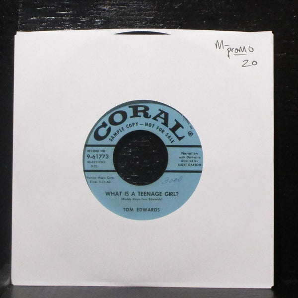 Tom Edwards - What Is A Teenage Boy? / Girl? 7" Mint- Promo Vinyl 45 Coral 1957 - Shuga Records