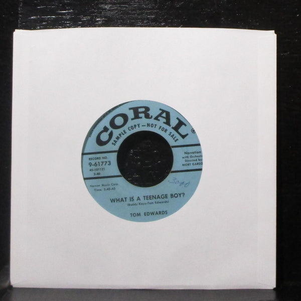 Tom Edwards - What Is A Teenage Boy? / Girl? 7" Mint- Promo Vinyl 45 Coral 1957 - Shuga Records