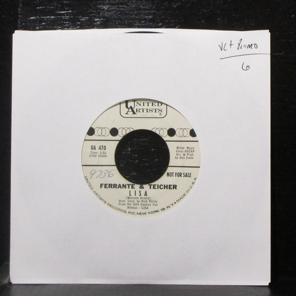 Ferrante & Teicher - Negligee / Lisa 7" VG+ Promo Vinyl 45 UA 470 USA 1962 - Shuga Records