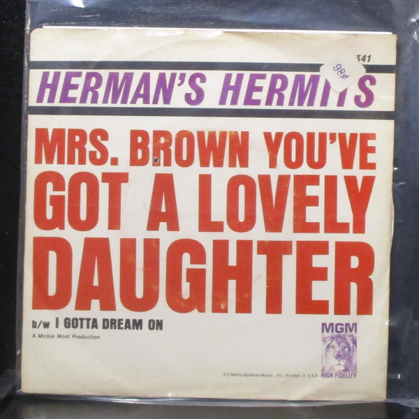 Herman's Hermits - Mrs. Brown You've Got A Lovely Daughter 7" VG+ Vinyl 45 MGM - Shuga Records