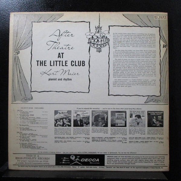 Kurt Maier - After Theatre At The Little Club LP VG+ DL 8699 Mono Vinyl Record - Shuga Records