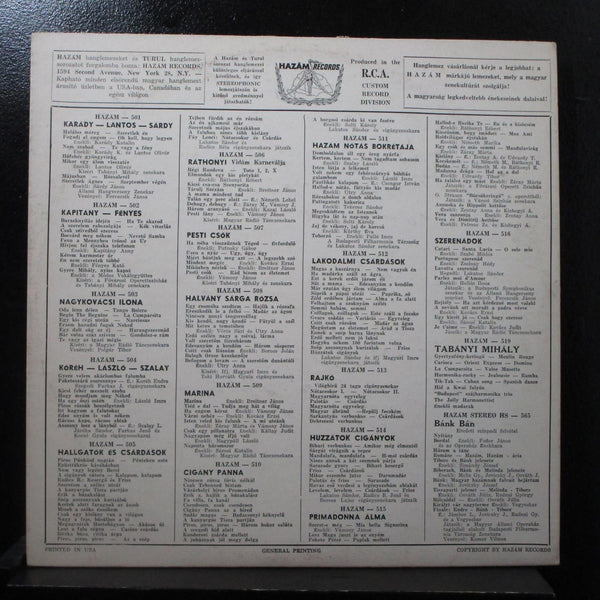 Rthonyi Vidm - Karnevlia LP VG+ HAZAM 506 Mono Signed Vinyl Record - Shuga Records