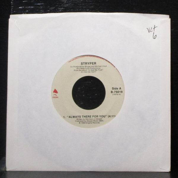Stryper - Always There For You / In God We Trust 7" VG+ Vinyl 45 Enigma B-75019 - Shuga Records