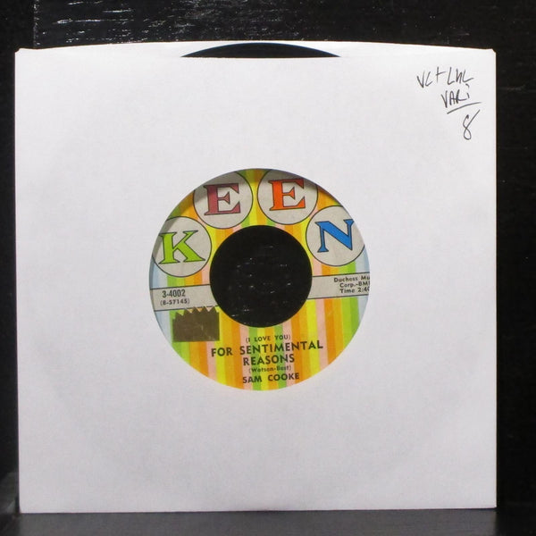 Sam Cooke - For Sentimental Reasons / Desire Me 7" VG+ Vinyl 45 Keen lbl var - Shuga Records