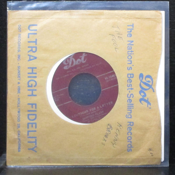 Sanford Clark - The Fool / Lonesome For A Letter 7" VG+ Vinyl 45 Dot 45-15481 - Shuga Records