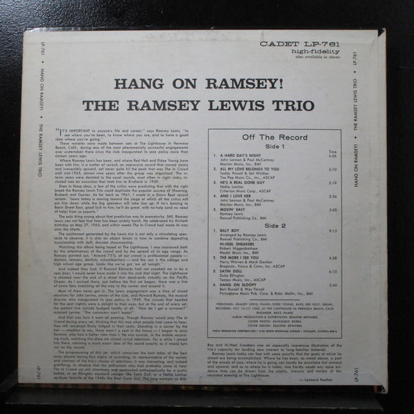 The Ramsey Lewis Trio - Trio Hang On Ramsey! - Mint- LP Record 1965 Cadet USA Stereo Original Vinyl - Jazz / Soul-Jazz - Shuga Records