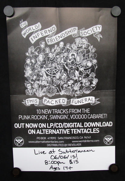 The World/Inferno Friendship Society - This Packed Funeral VG+ Tour Poster 2015 - Shuga Records