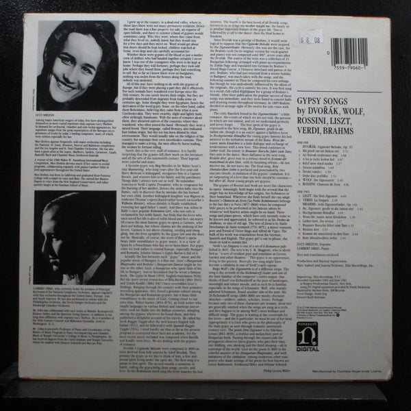 Shelton, Orkis - Gypsy Songs By Dvorak Wolk Rossini Liszt Brahms LP New Sealed - Shuga Records