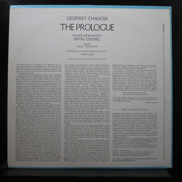 Nevil Coghill - Geoffrey Chaucer: The Canterbury Tales LP VG+ Mono SW09701 Vinyl - Shuga Records