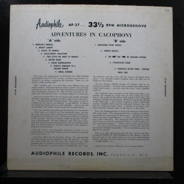 No Artist - Adventures In Cacophony LP VG+ AP-37 Red Color Vinyl Mono Record - Shuga Records