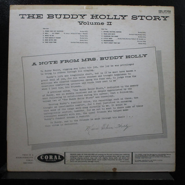 Buddy Holly - The Buddy Holly Story Volume II LP VG- CRL 57326 Mono 1st Record - Shuga Records