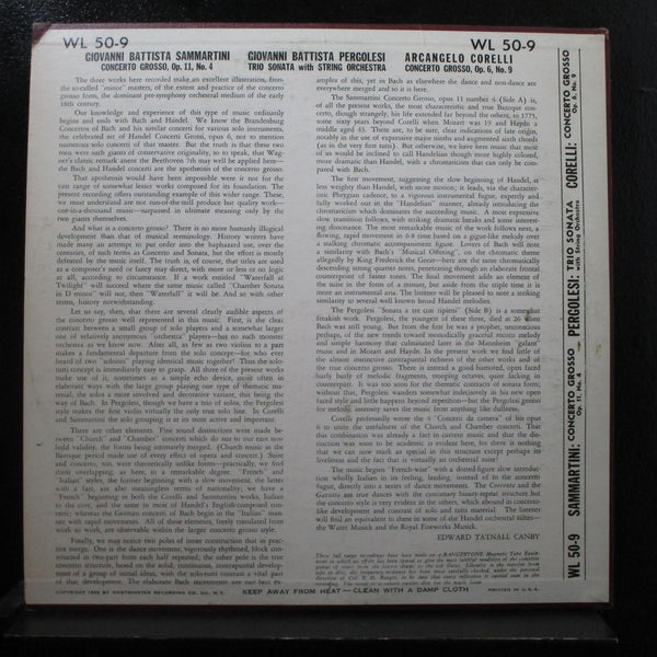 Sammartini - Concerto Grosso, Op. 11, No. 4 & No. 9 / Trio Sonata LP VG+ WL 50-9 - Shuga Records