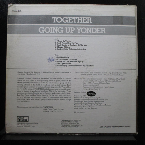 Together - Going Up Yonder LP VG CREED 3101 White Label Promo Vinyl Record - Shuga Records