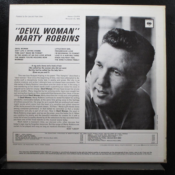 Marty Robbins - Devil Woman LP VG+ CL 1918 Mono Red 2i Vinyl Record - Shuga Records