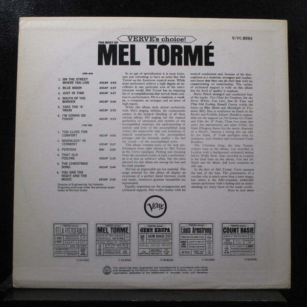 Mel Torm - The Best Of Mel Torm LP Mint- V6/8593 Stereo USA 1964 Vinyl Record - Shuga Records