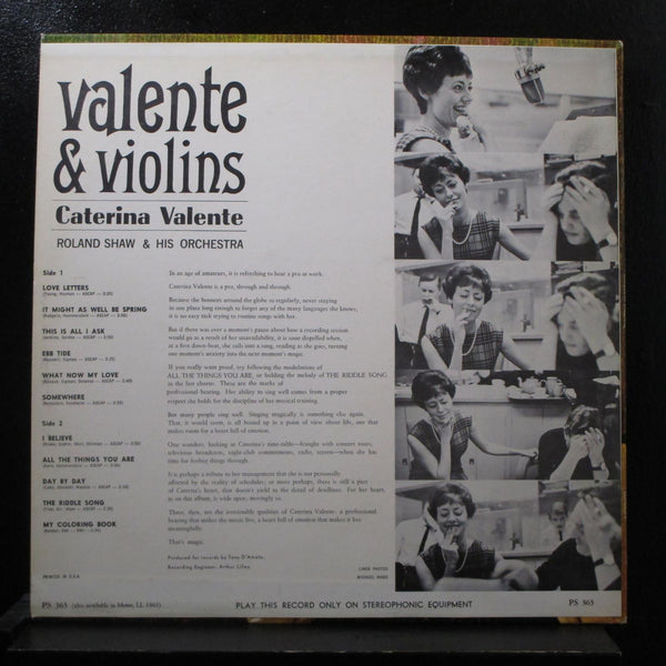 Caterina Valente - Valente & Violins LP Mint- PS.363 UK 1964 Vinyl Record - Shuga Records