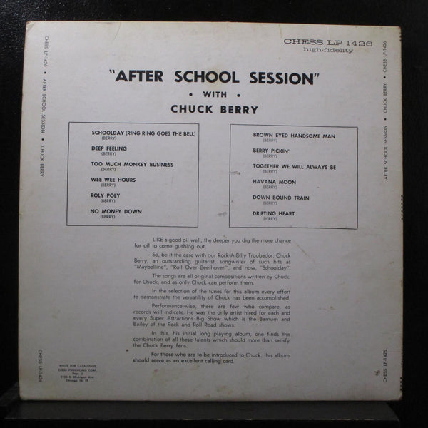 Chuck Berry - After School Sessions LP VG- LP-1426 Rare Deep Groove Blue Label - Shuga Records