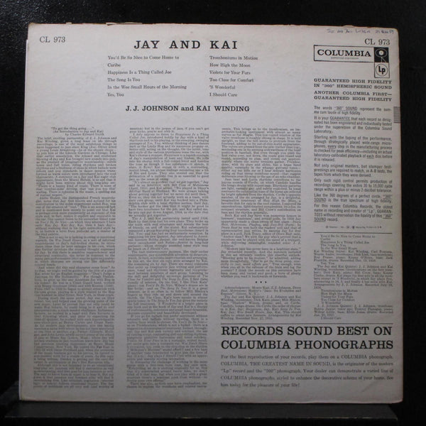 J. J. Johnson And Kai Winding - Jay And Kai LP Mint- CL 973 Mono 6i Vinyl Record - Shuga Records