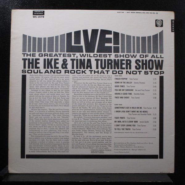 Ike & Tina Turner - Live! The Ike And Tina Turner Show LP VG WS 1579 1st Record - Shuga Records