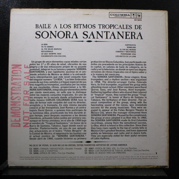 Sonora Santanera - Baile A Los Ritmos Tropicales De LP VG+ EX 5033 Promo 6i - Shuga Records