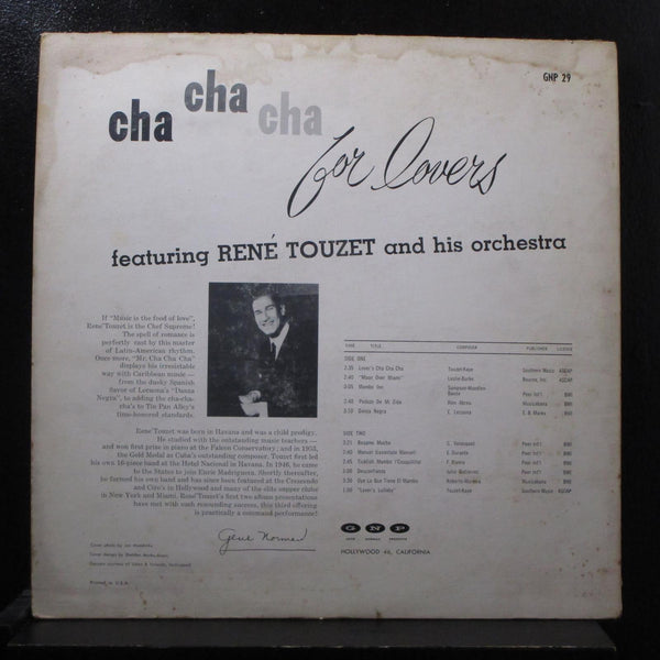 Ren Touzet And His Orchestra - Cha Cha Cha For Lovers LP VG GNP 29 Mono Vinyl - Shuga Records