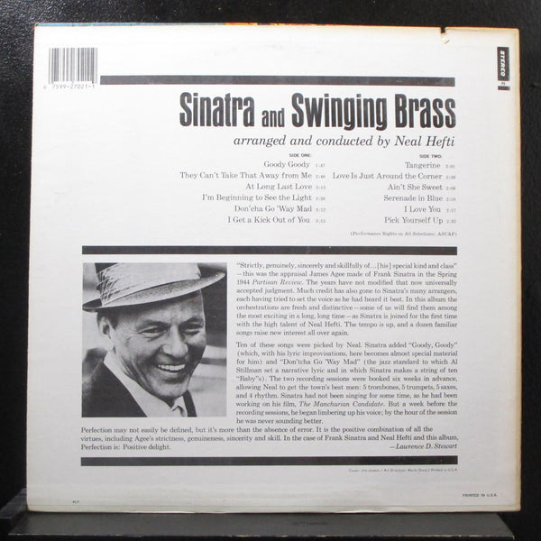 Frank Sinatra - Sinatra & Swingin Brass LP Mint- FS 1005 2-Tone Lbl Vinyl Record - Shuga Records