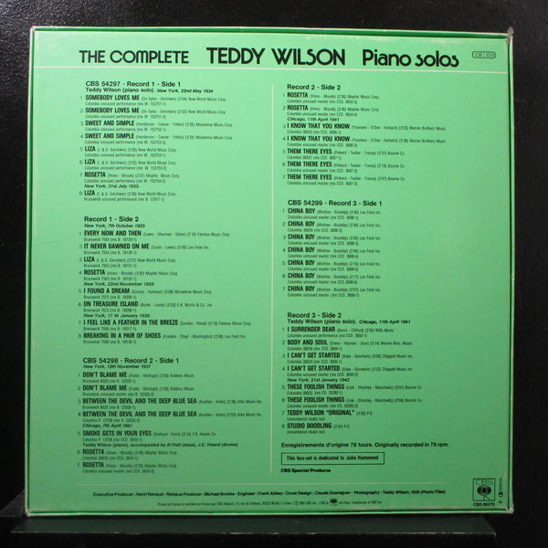 The Complete Teddy Wilson Piano Solos 3 LP Mint- CBS 66370 Vinyl France w/Book - Shuga Records