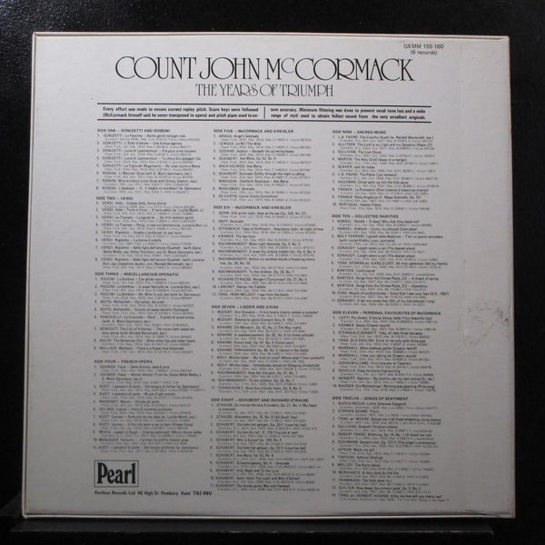 Count John McCormack - The Years Of Triumph 6 LP Mint- GEMM 155-160 UK w/Book - Shuga Records