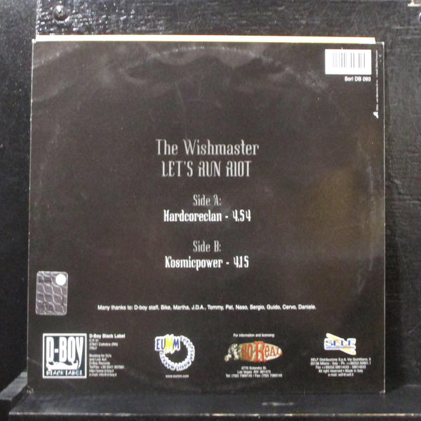 The Wishmaster Let's Run Riot 10" New SORL DB 093 Italy 2001 Vinyl Record - Shuga Records