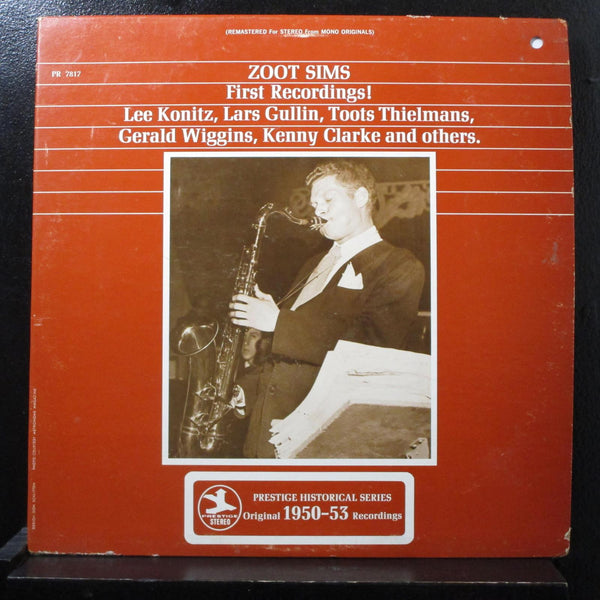 Zoot Sims - First Recordings! LP VG+ PRST 7817 Purple / Blue Label Vinyl Record - Shuga Records
