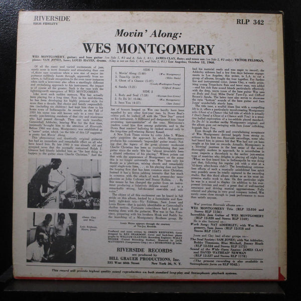 Wes Montgomery - Movin' Along LP VG+ RS 9342 1st Stereo Black Label Vinyl Record - Shuga Records