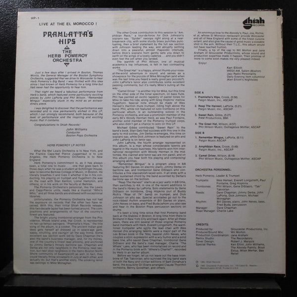 The Herb Pomeroy Orchestra - Pramlatta's Hips Live At The El Morocco LP VG+ HP-1 - Shuga Records